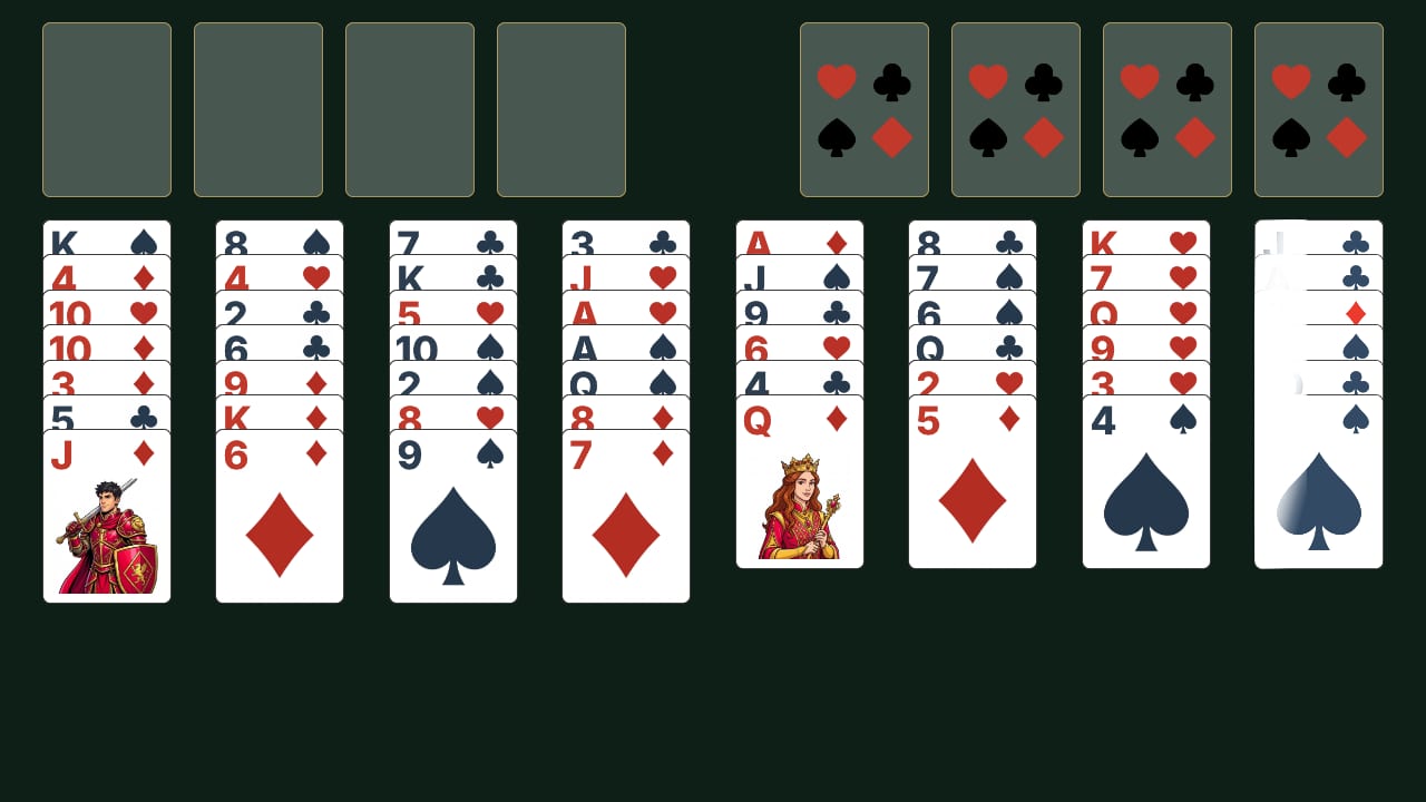 FreeCell solitaire gameplay screenshot