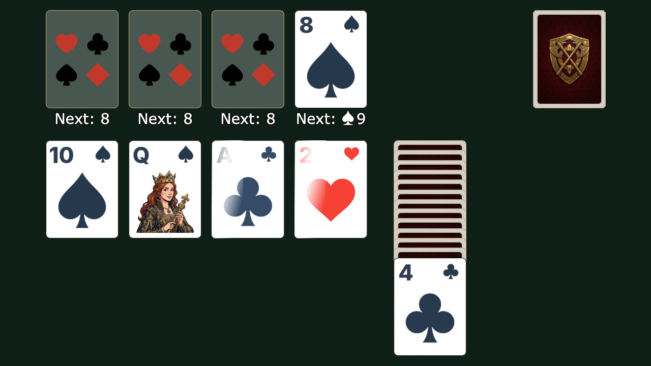 Canfield solitaire gameplay screenshot