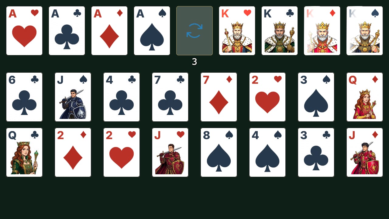 Crescent solitaire gameplay screenshot
