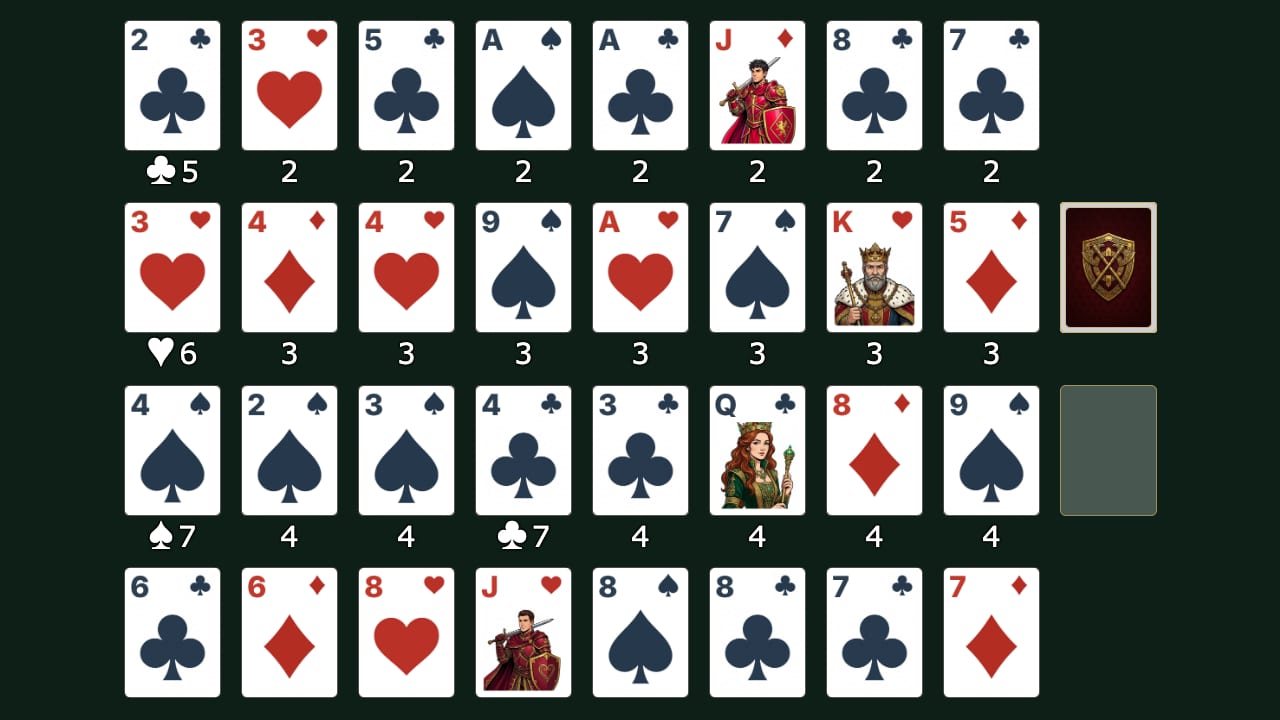 Royal Parade solitaire gameplay screenshot
