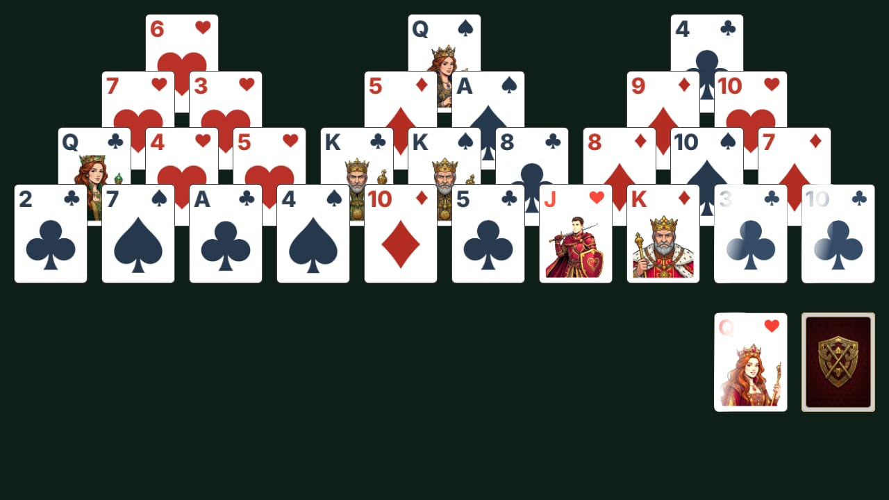 Tri Peaks solitaire gameplay screenshot