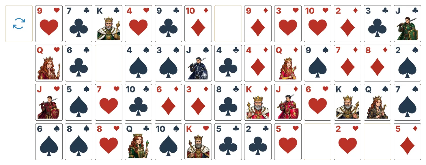 Addiction solitaire - opening position of the walkthrough