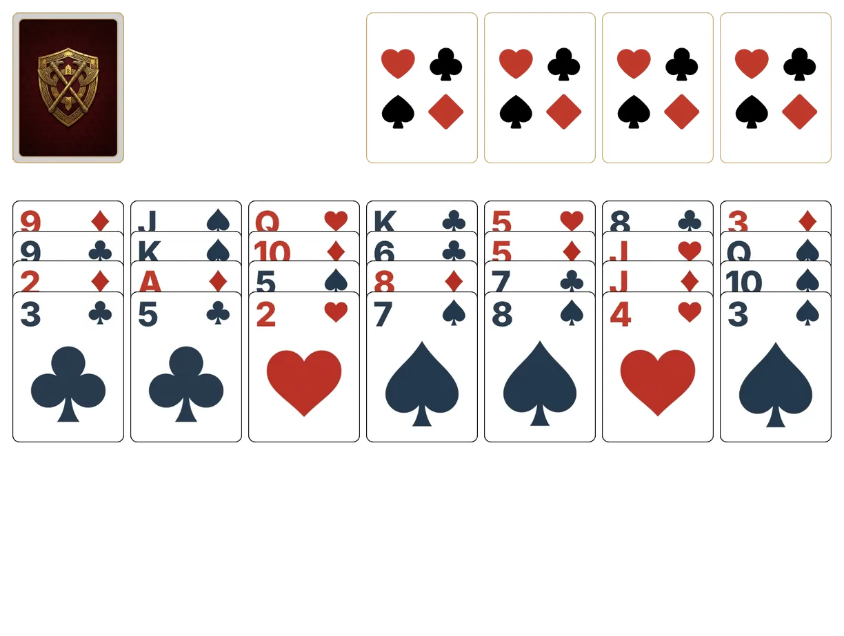 Australian Patience solitaire - opening position of the walkthrough