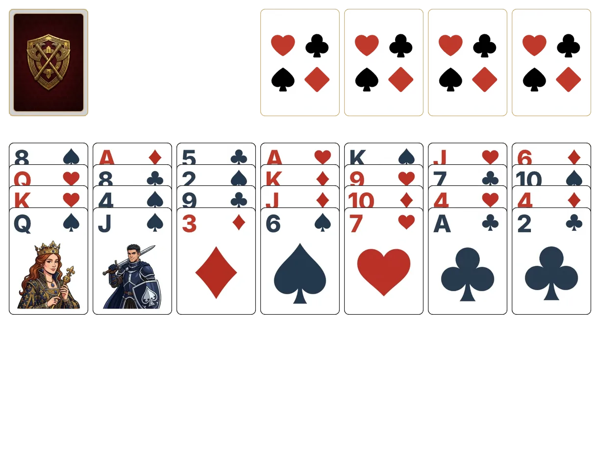 Australian Patience (Easy) solitaire - opening position of the walkthrough