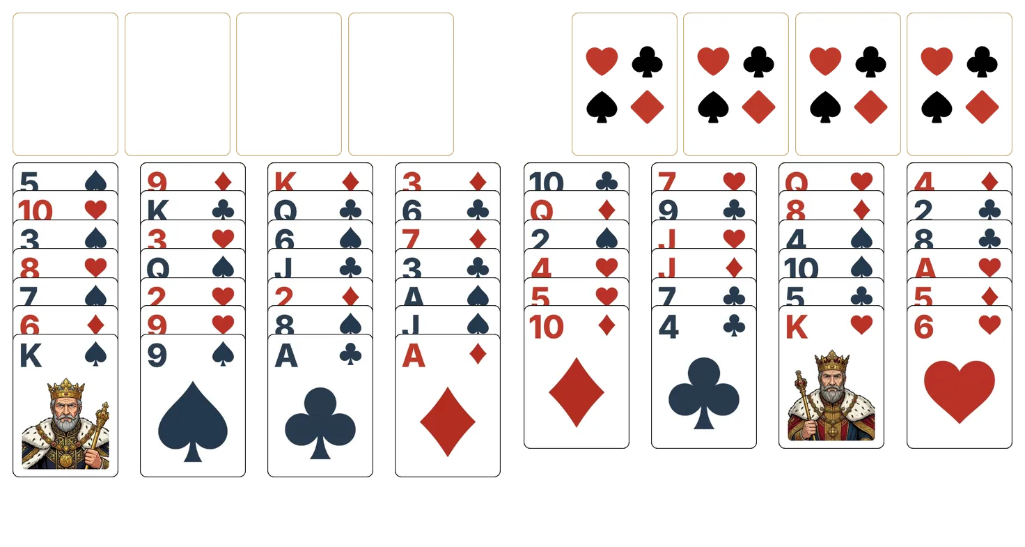 Baker's Game solitaire - opening position of the walkthrough