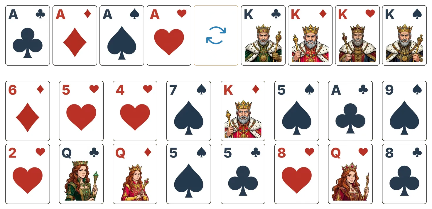 Crescent solitaire - opening position of the walkthrough