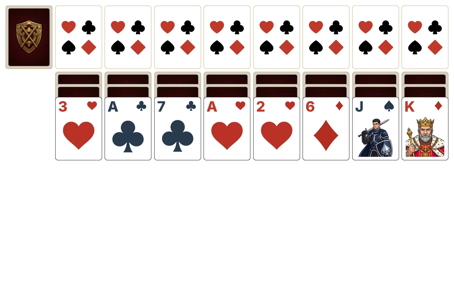 Easthaven (Double) solitaire - opening position of the walkthrough