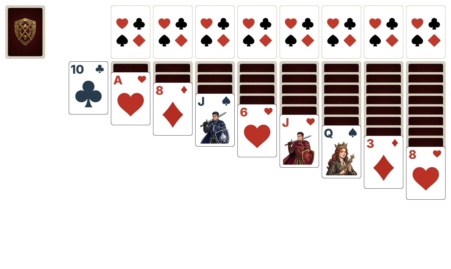 Klondike (Double) (Turn 3) solitaire - opening position of the walkthrough