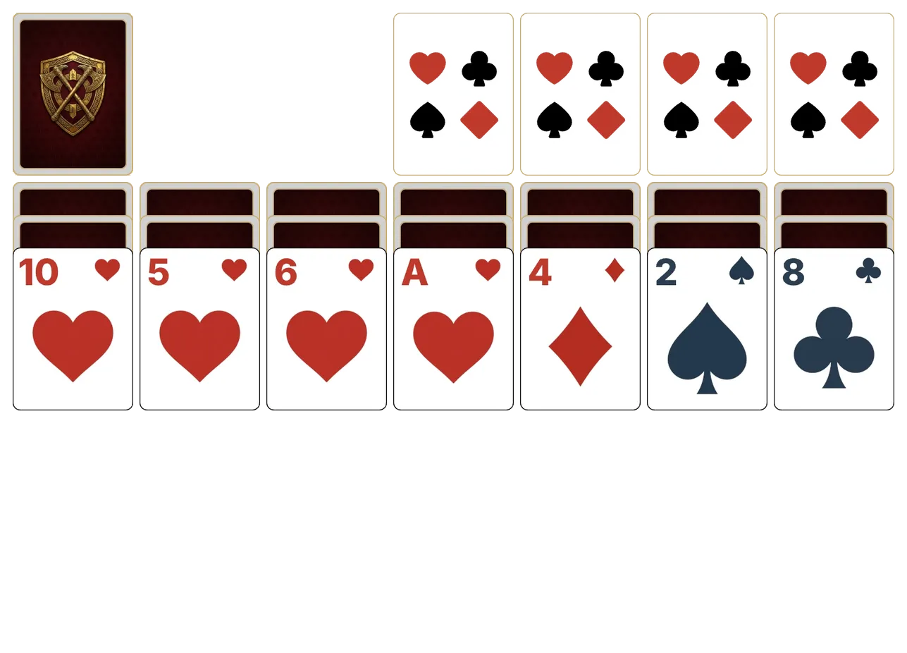 Easthaven (Kings Only) solitaire - opening position of the walkthrough