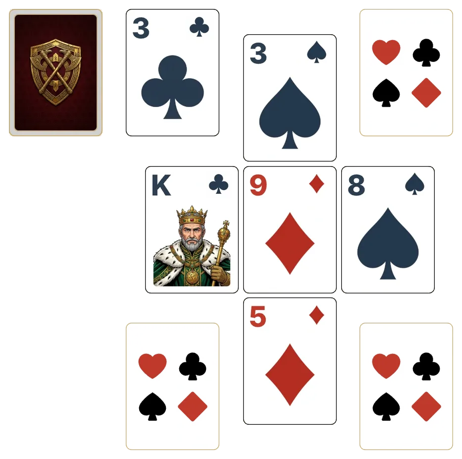 Four Seasons solitaire - opening position of the walkthrough