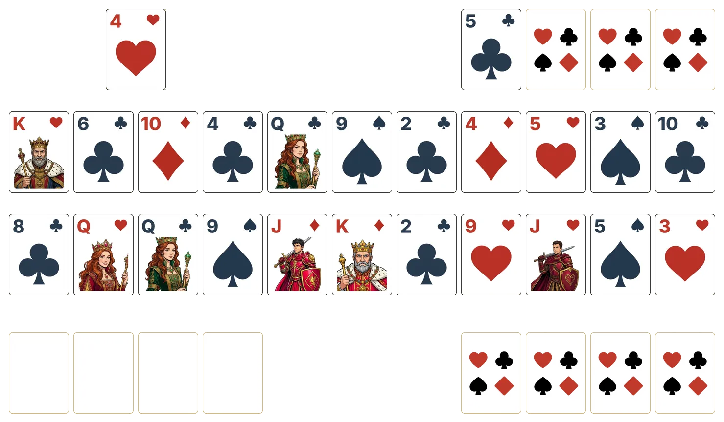 Grandmamma's Patience solitaire - opening position of the walkthrough