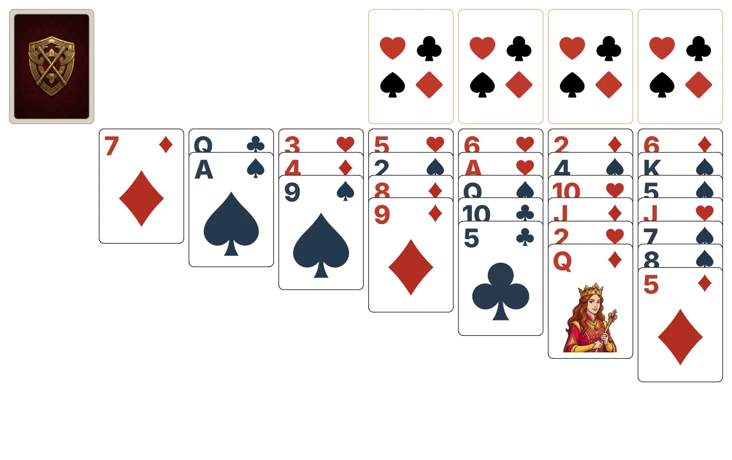 Klondike (Relaxed) (Turn 3) solitaire - opening position of the walkthrough