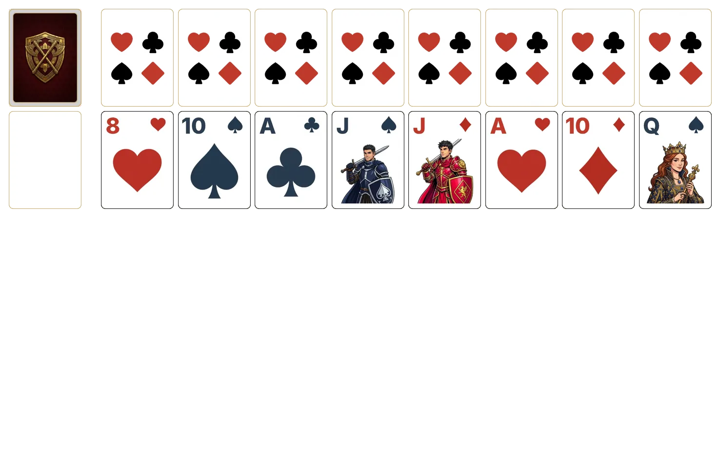 Miss Milligan (Strict) solitaire - opening position of the walkthrough