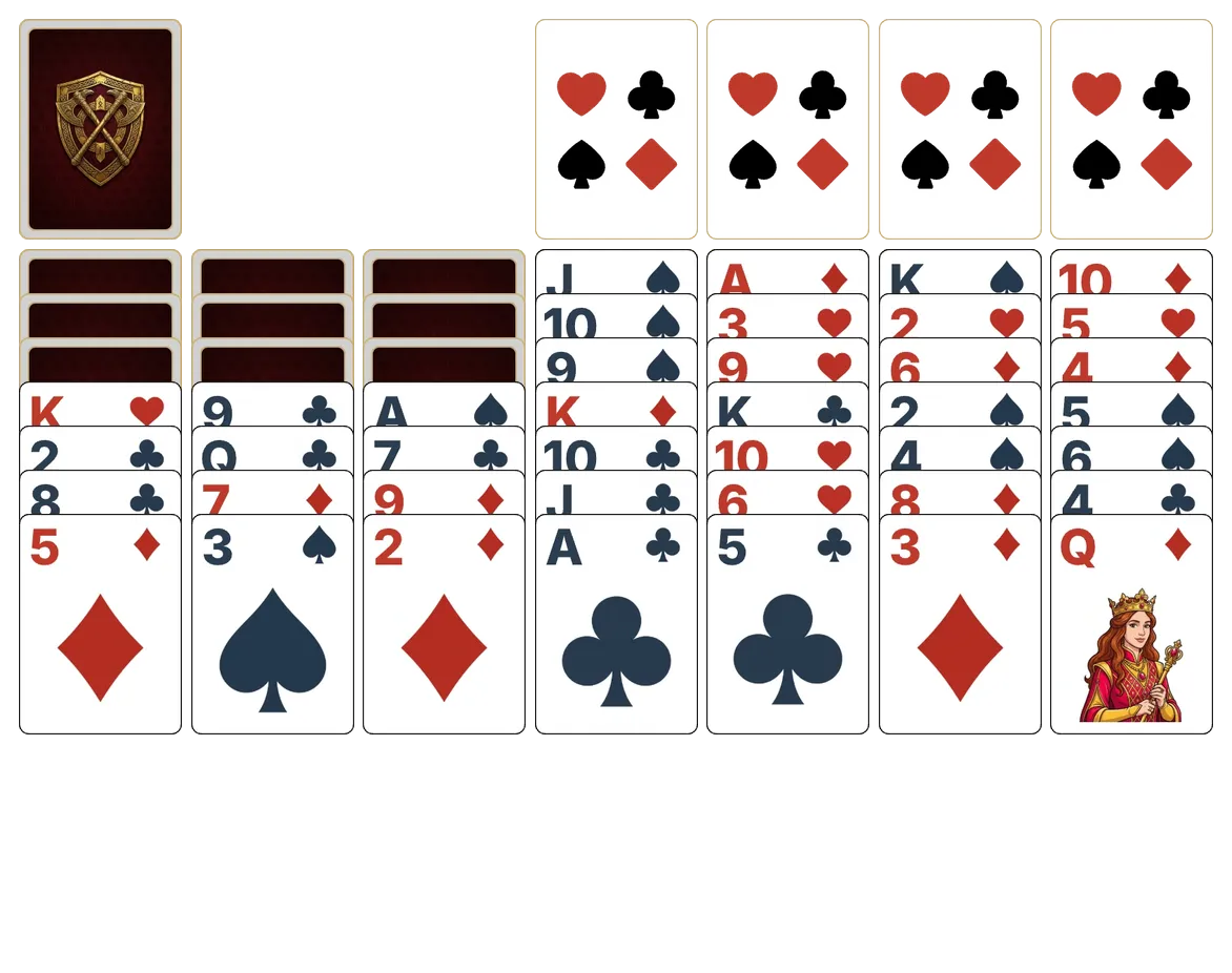 Scorpion (Easy) solitaire - opening position of the walkthrough