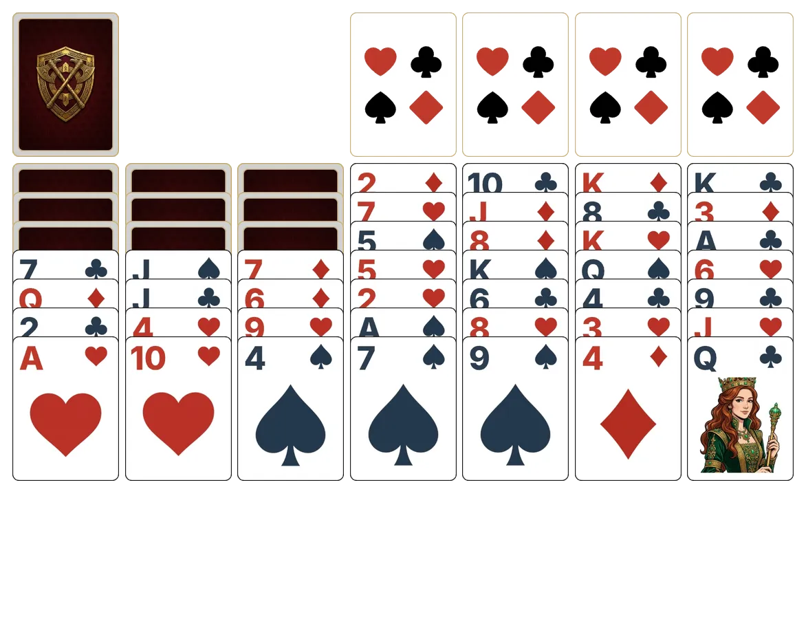 Scorpion (Relaxed) (Easy) solitaire - opening position of the walkthrough