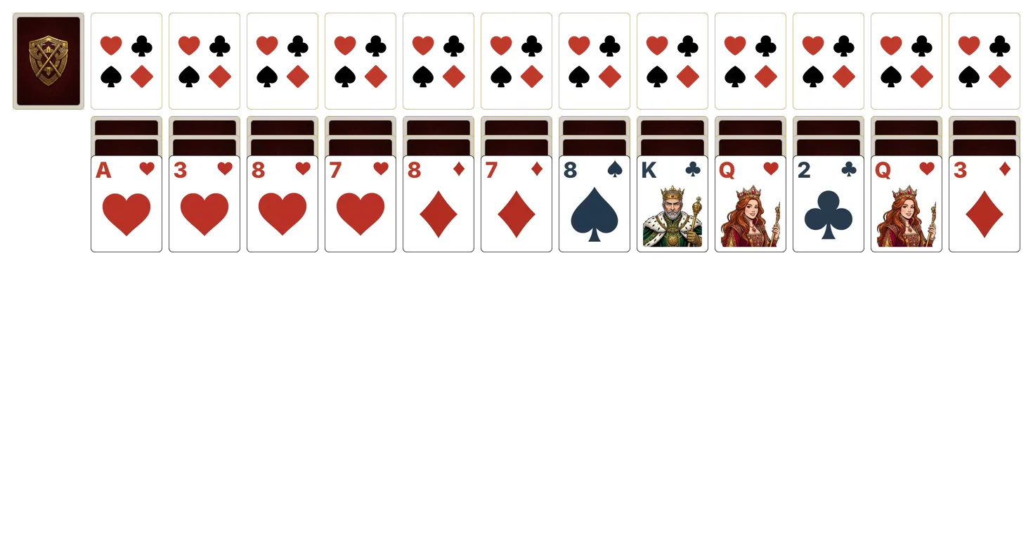 Easthaven (Triple) (Kings Only) solitaire - opening position of the walkthrough