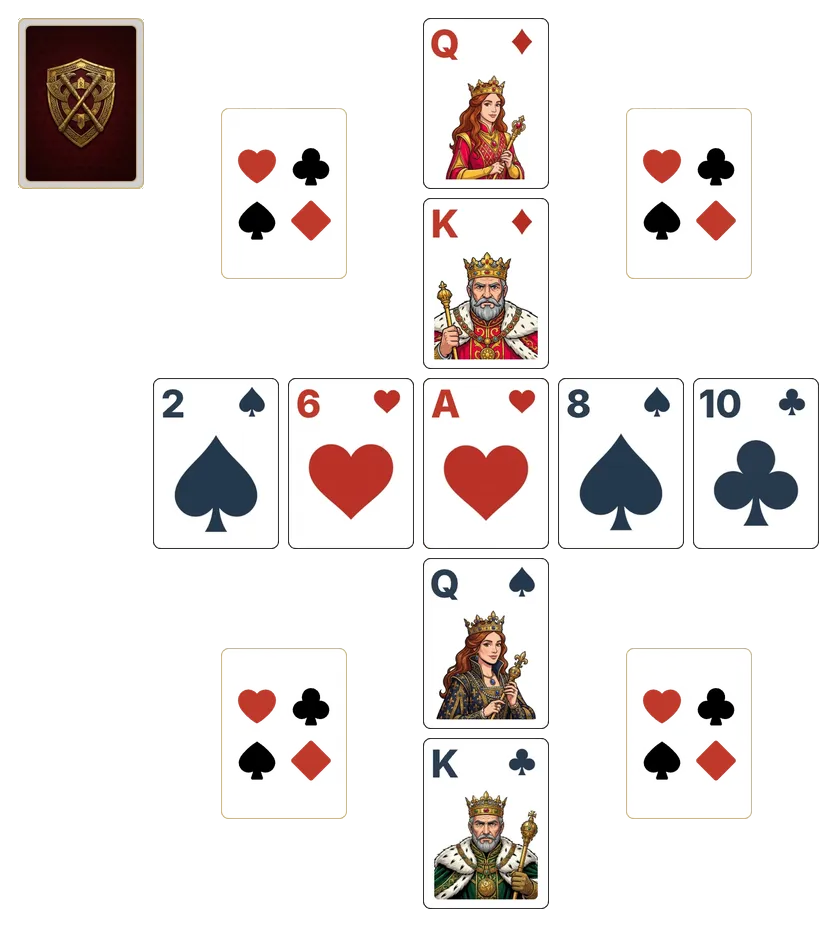 Windmill (Strict) solitaire - opening position of the walkthrough